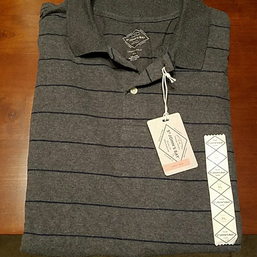 St. John's Bay striped long sleeve polo, size XL
